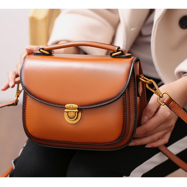 Stylish Womens Genuine Leather Satchel Bag Crossbody Bags for Women