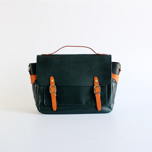 Stylish Womens Green Leather Satchel Bag Crossbody Bags Handbags