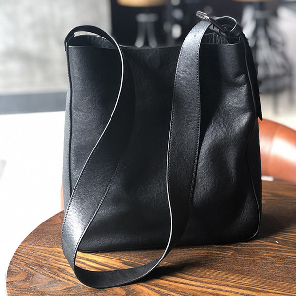 Stylish Womens Leather Tote Bag Black Leather Shoulder Bag For Women Cowhide