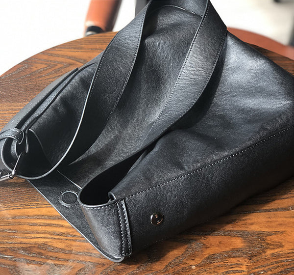 Stylish Womens Leather Tote Bag Black Leather Shoulder Bag For Women Details