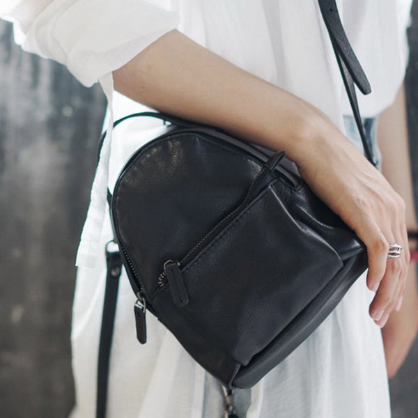Stylish Womens Mini Rucksack Black Leather Womens Backpack Bags Affordable