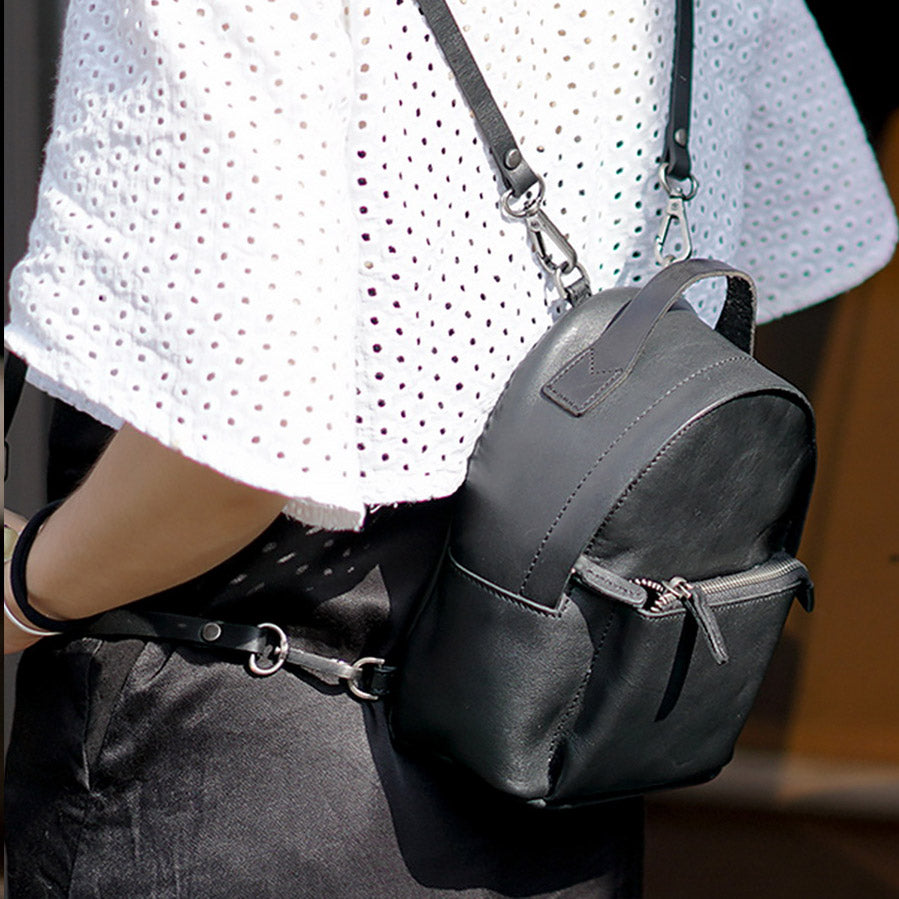 bershka mini black backpack Stylish Womens Mini Rucksack Black Leather Womens Backpack Bags – igemstonejewelry