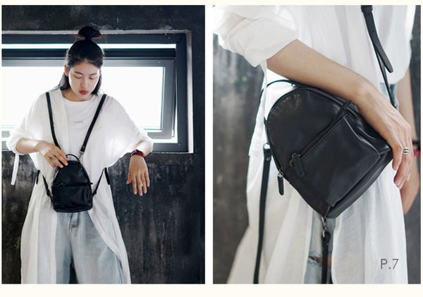 Stylish Womens Mini Rucksack Black Leather Womens Backpack Bags Cute