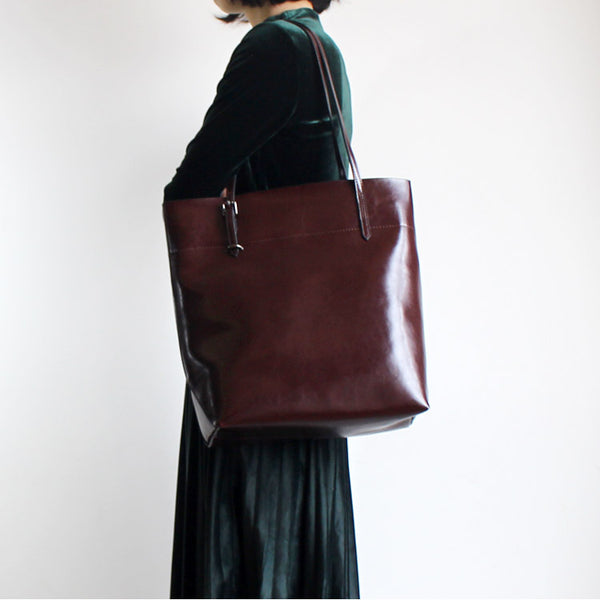 Stylish Womens Red Leather Tote Bag Handbags Shoulder Bag for Women Details