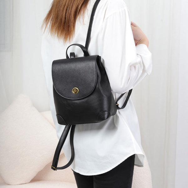Stylish Womens Small Black Leather Backpack Purse Ladies Rucksack Bag Boutique