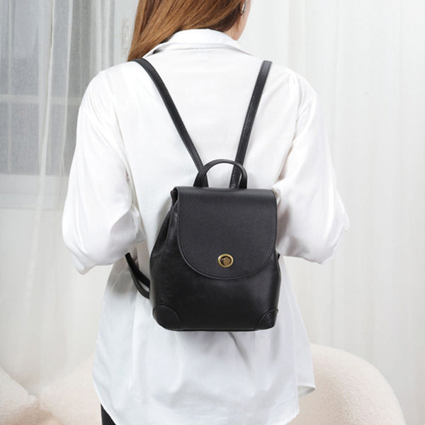 Stylish Womens Small Black Leather Backpack Purse Ladies Rucksack Bag Chic