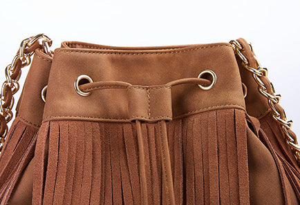 Stylish Womens Suede Bucket Bag Fringe Crossbody Boho Bag For Women Original