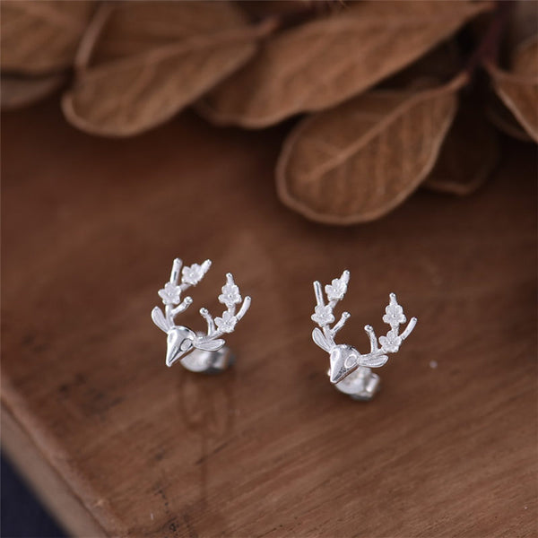 Sterling Silver Fawn Stud Earrings Handmade Jewelry Gifts Women