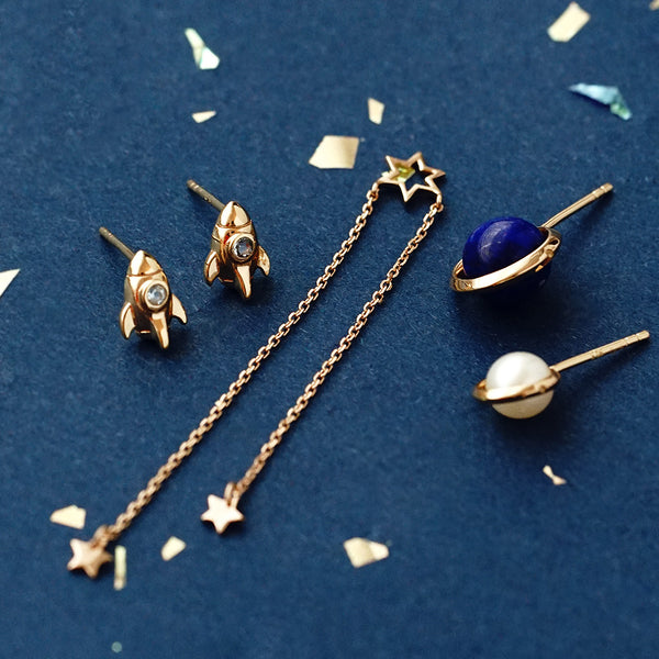 Topaz Lapis Lazuli Pearl Stud Drop Earrings Gold silver Jewelry Women adorable