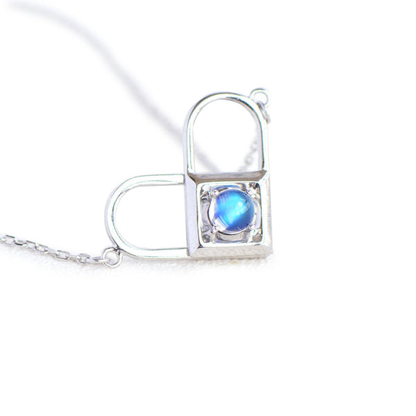Topaz Moonstone Double Mosaic Pendant Necklace Silver Jewelry Accessories Gifts Women blue