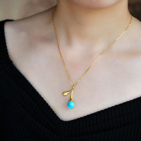  Turquoise Pendant Necklace Gold Silver Gemstone Jewelry Accessories Women charming