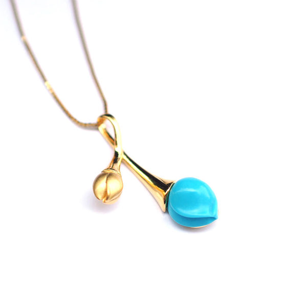 Turquoise Pendant Necklace Gold Silver Gemstone Jewelry Accessories Women