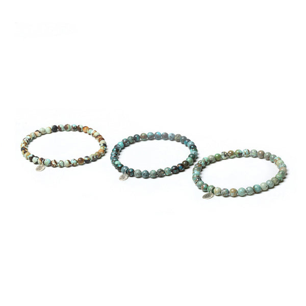 Turquoise Silver Bead Bracelet Handmade Couples jewelry Accessories Women Men adorable