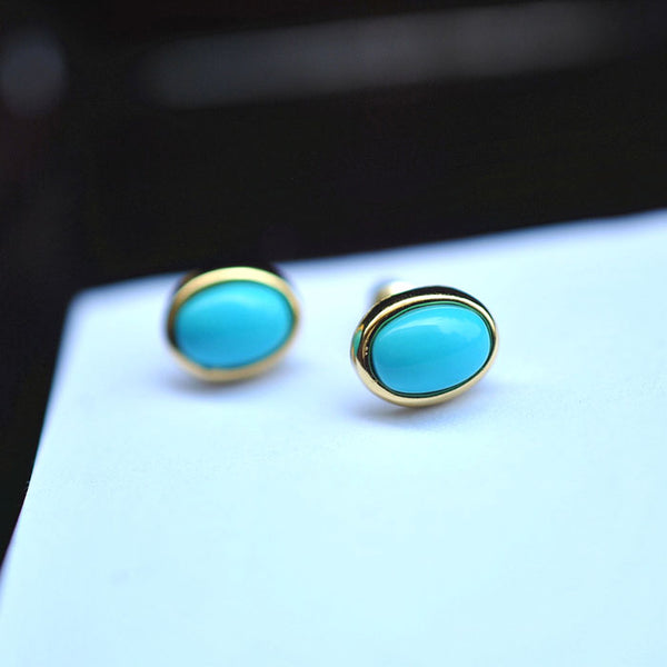 Turquoise Stud Earrings Gold Silver Gemstone Jewelry Accessories Women gift