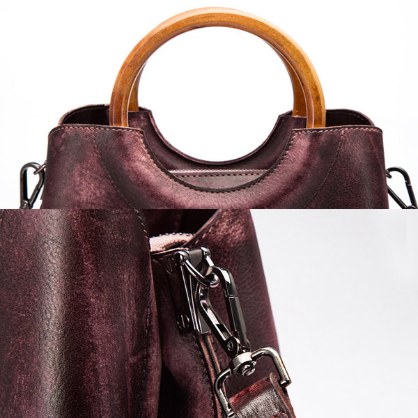 Unique Dyed Leather Womens Handbags Shoulder Bag Purses for Women Genuine Leather