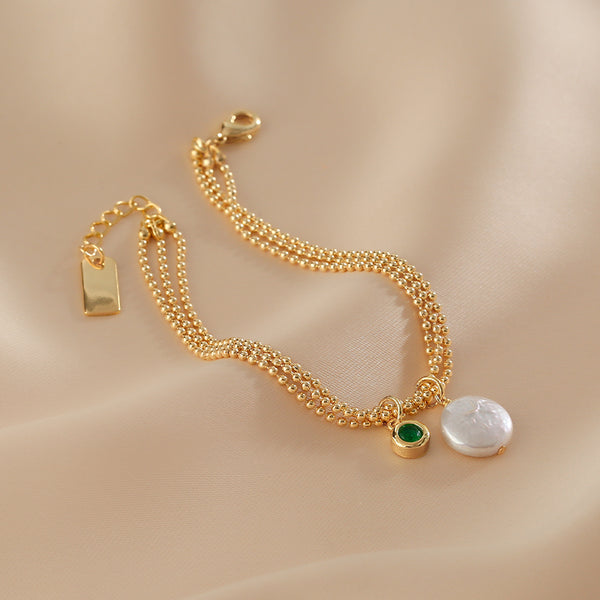 Unique Women's Baroque Pearl Pendant Bracelet 14K Gold Plated Bracelet Accessories