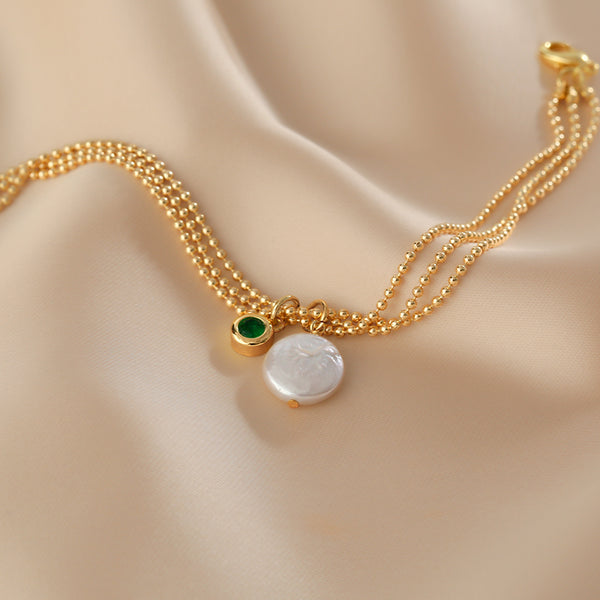 Unique Women's Baroque Pearl Pendant Bracelet 15K Gold Plated Bracelet Aesthetic