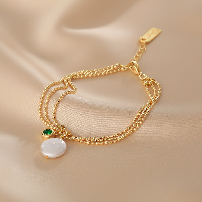 Unique Women's Baroque Pearl Pendant Bracelet 16K Gold Plated Bracelet Affordable
