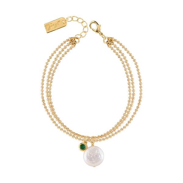 Unique Women's Baroque Pearl Pendant Bracelet 19K Gold Plated Bracelet Beautiful