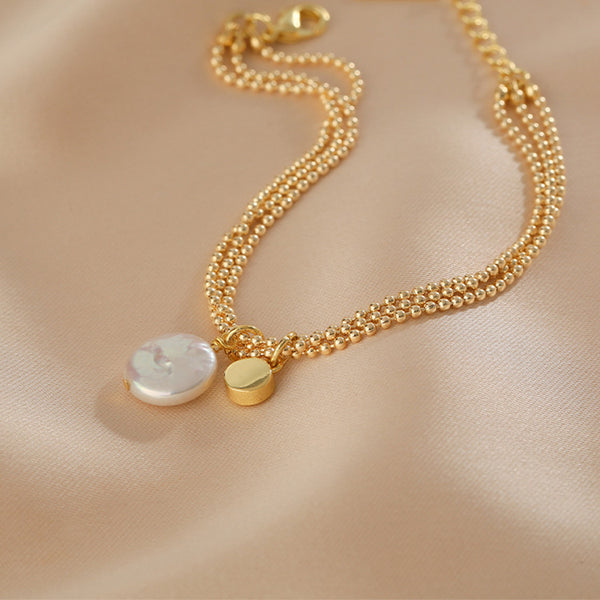 Unique Women's Baroque Pearl Pendant Bracelet 27K Gold Plated Bracelet Cute
