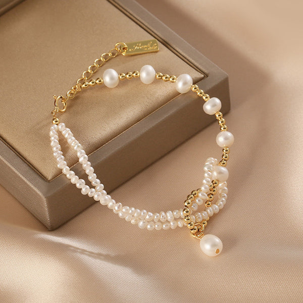 Unique Womens Freshwater Pearl Bracelet Gold Pladted Charm Bracelets For Women Aesthetic