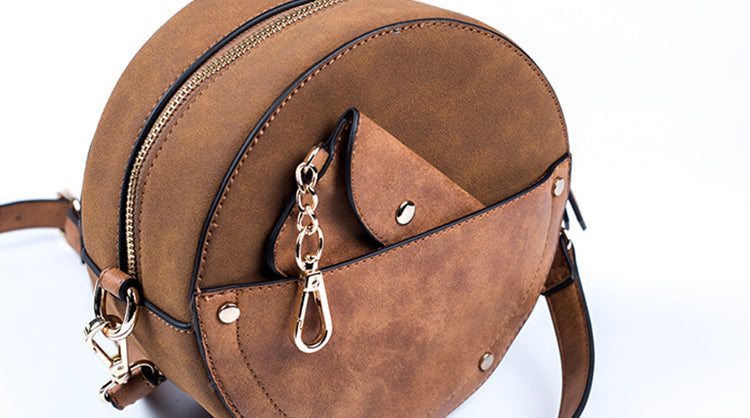 Women's Vegan Leather Round Crossbody Boho Bag With Fringe Cross Shoulder  Bag For Women