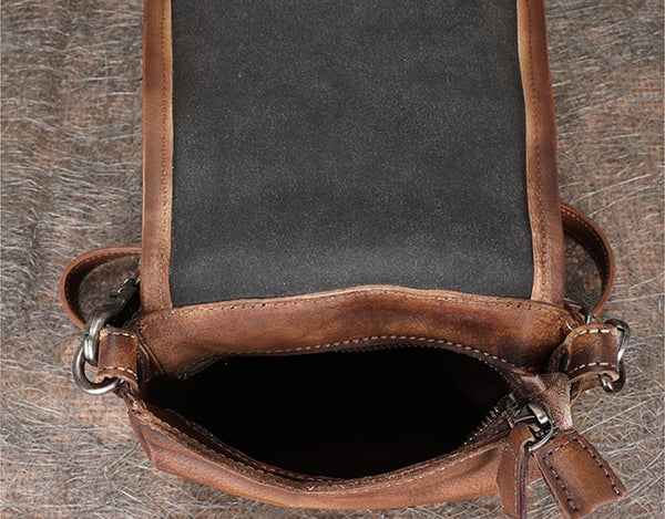 Vintage Boho Leather Crossbody Saddle Bag Western Purses Shoulder Bag for Women Designer