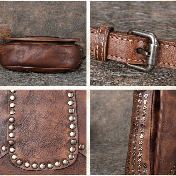 Vintage Boho Leather Crossbody Saddle Bag Western Purses Shoulder Bag for Women Details