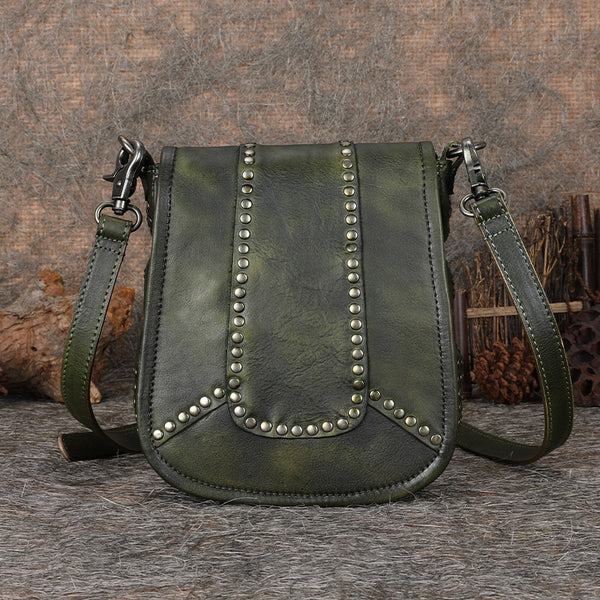 Vintage Boho Leather Crossbody Saddle Bag Western Purses Shoulder Bag for Women
