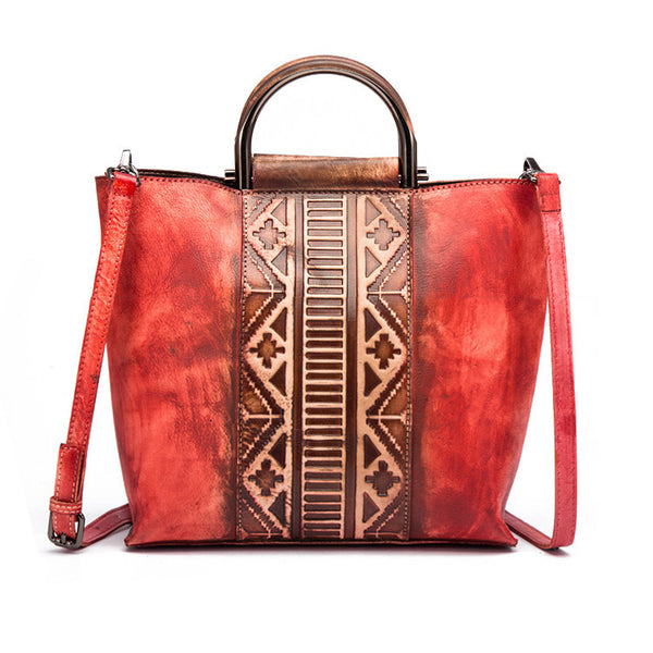 Vintage Dyed Leather Womens Handbags Shoulder Bag Purses for Women Boutique