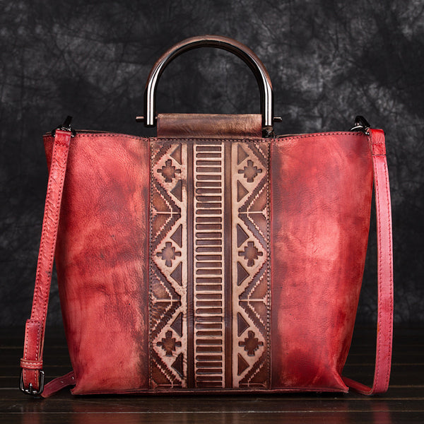 Vintage Dyed Leather Womens Handbags Shoulder Bag Purses for Women Designer