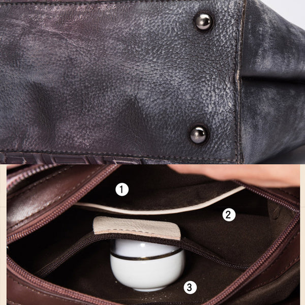 Vintage Dyed Leather Womens Handbags Shoulder Bag Purses for Women Genuine Leather