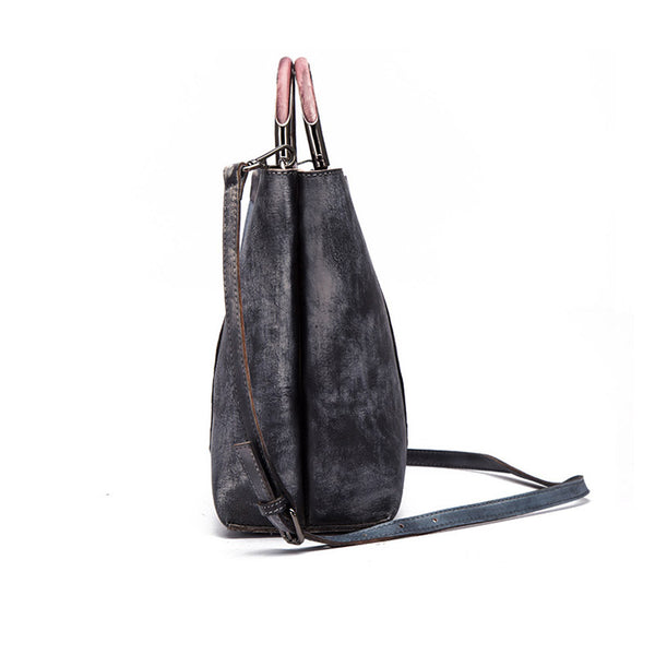 Vintage Dyed Leather Womens Handbags Shoulder Bag Purses for Women