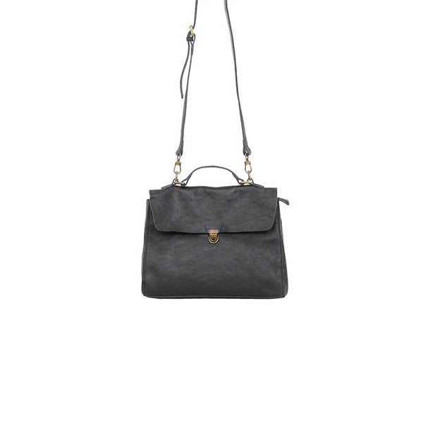 Vintage Genuine Leather Crossbody Messenger Bag Handbag Purses Women black