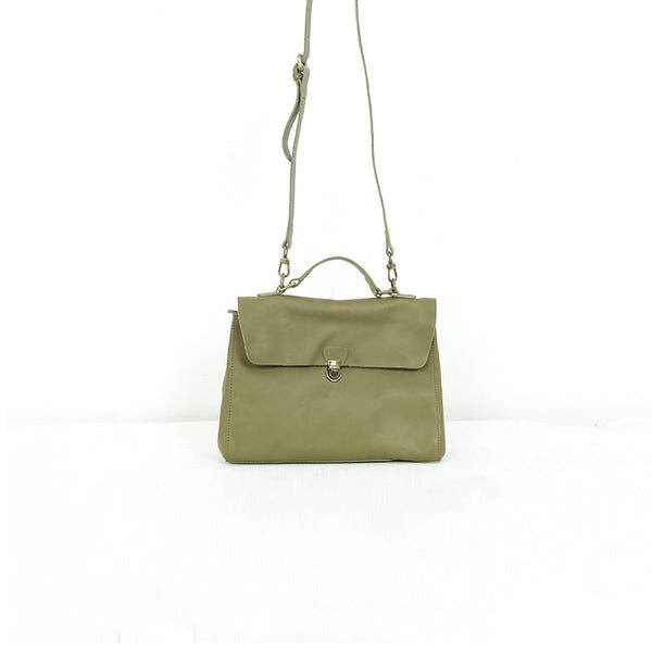 Vintage Genuine Leather Crossbody Messenger Bag Handbag Purses Women green