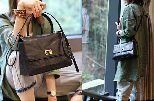 Vintage Genuine Leather Handbags Shoulder Crossbody Bags Satchel Purses Women beautiful nice