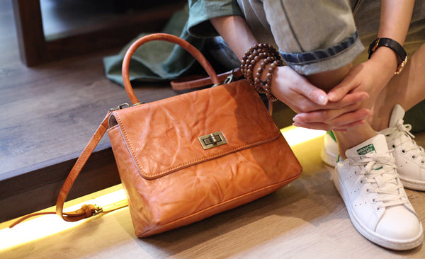 Vintage Genuine Leather Handbags Shoulder Crossbody Bags Satchel Purses Women beautiful