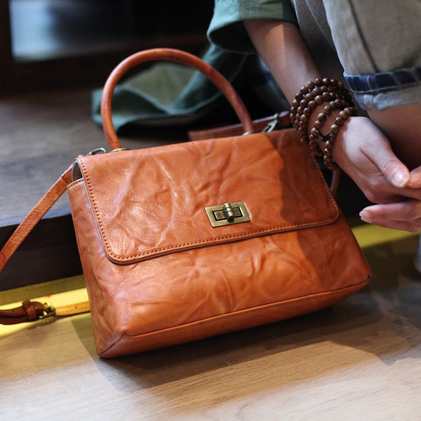 Vintage Genuine Leather Handbags Shoulder Crossbody Bags Satchel Purses Women cool