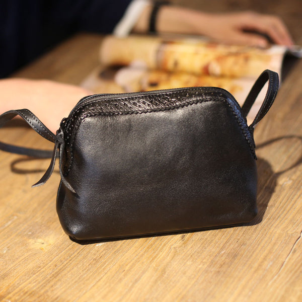Vintage Genuine Leather Shoulder Crossbody Bags Purses Women black