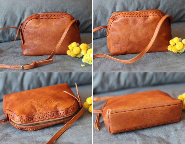 Vintage Genuine Leather Shoulder Crossbody Bags Purses Women details 2