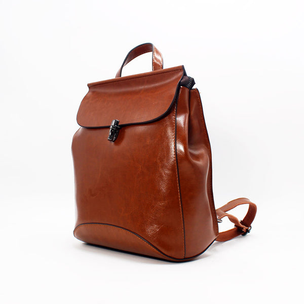 Vintage Handmade Leather Backpack Crossbody Shoulder Bag Purses Women left