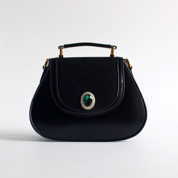 Women Genuine Leather Handbags Black Leather Crossbody Bags for Women