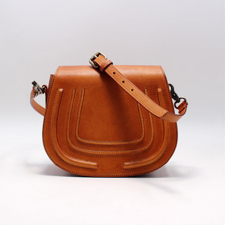 Extra Large Jewel Handmade Brown Leather Crossbody Bag 