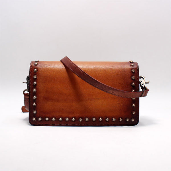 Vintage Handmade Rivet Leather Crossbody Shoulder Bags Purses Accessories Women