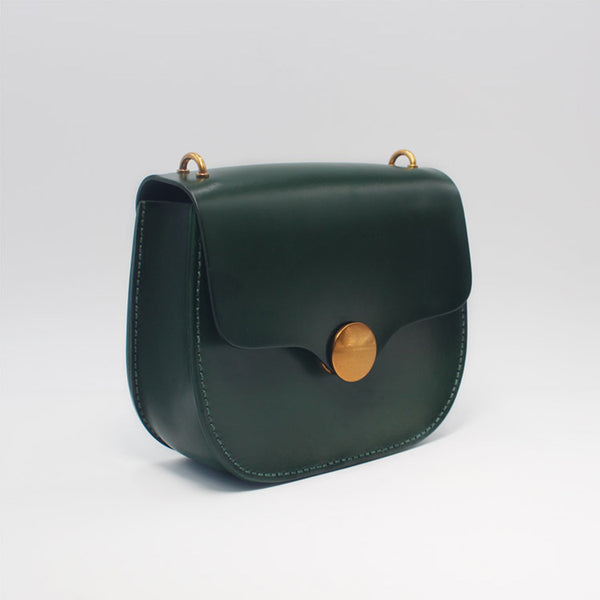Women Green Leather Saddle Bag Crossbody Bags Shoulder Bag for Women