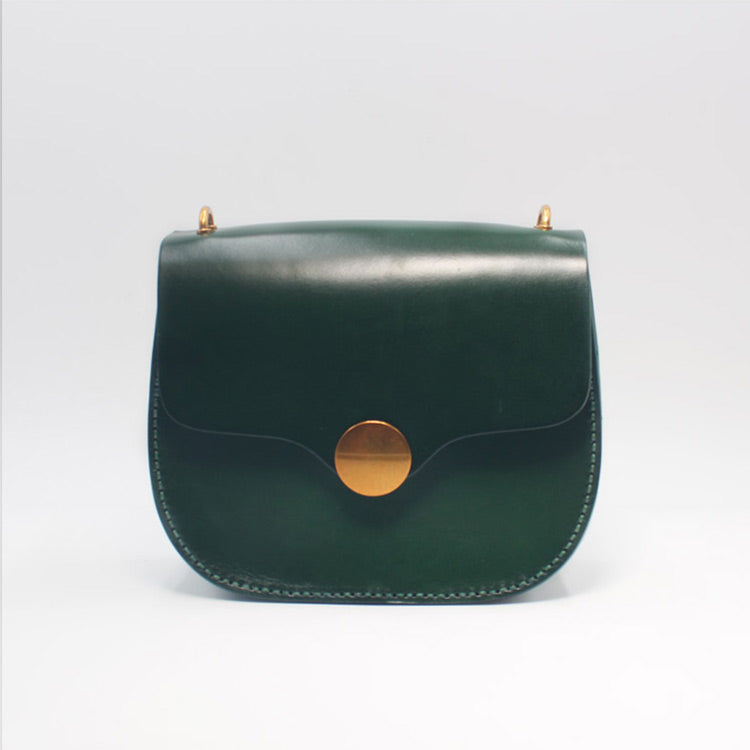 Leather Handbag Over the Shoulder Saddle Purses and Cross body Bag ,Green