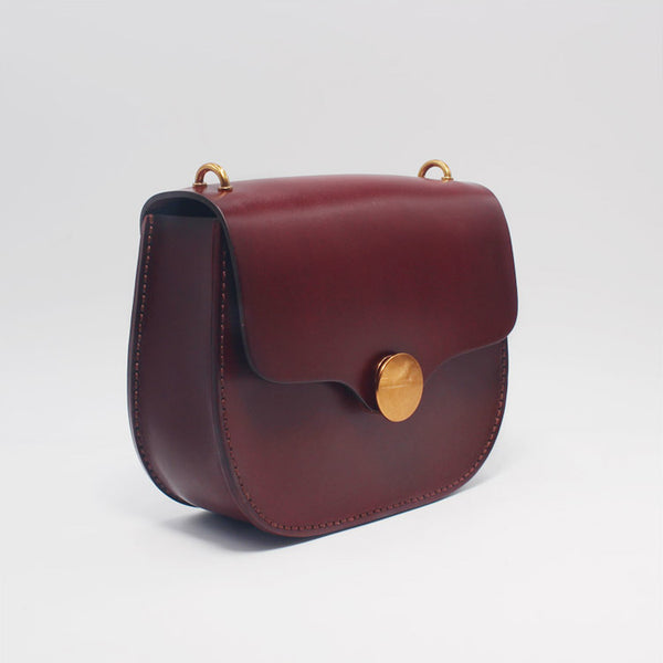 Vintage Handmade leather Saddle Crossbody Shoulder Purses Women Accessories drak brown left