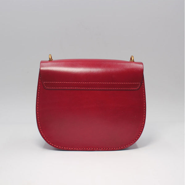 Vintage Handmade leather Saddle Crossbody Shoulder Purses Women Accessories red back