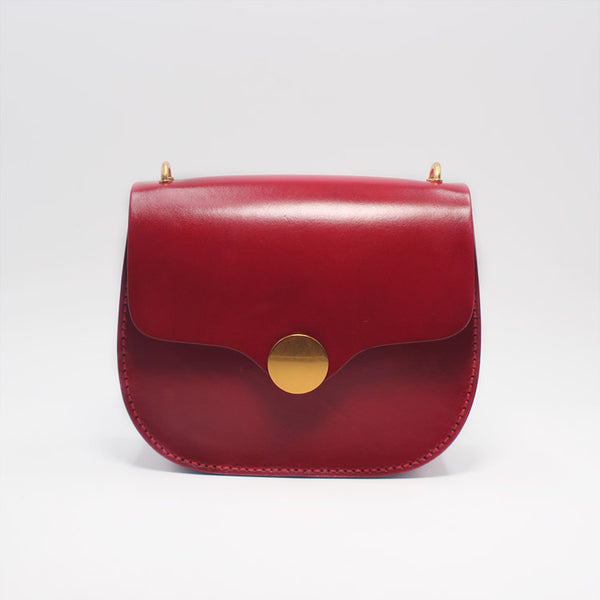 Vintage Handmade leather Saddle Crossbody Shoulder Purses Women Accessories red