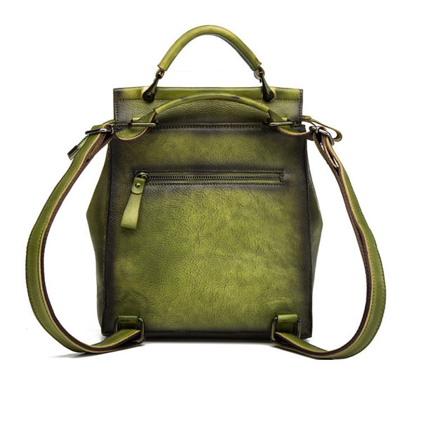 Vintage Ladies Leather Backpack Purse Rucksack Shoulder Handbags For Women Details